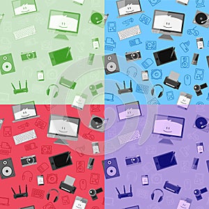 Vector seamless pattern with different gadgets