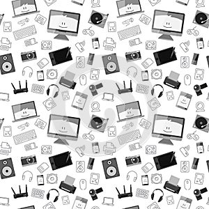 Vector seamless pattern with different gadgets