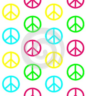 Vector seamless pattern of different peace sign