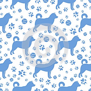 Vector seamless pattern Dog, paw tracks Pet animal