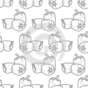 Vector seamless pattern with doodle bell peppers.