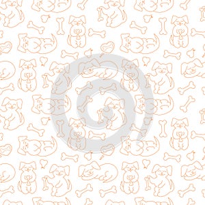 Vector seamless pattern with doodle dogs