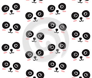 Vector seamless pattern of doodle panda face