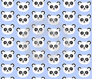 Vector seamless pattern of doodle panda face