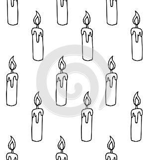 Vector seamless pattern of doodle sketch candle