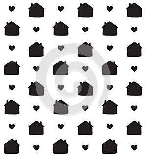 Vector seamless pattern of doodle sketch house