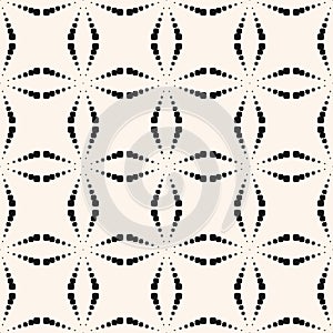 Vector seamless pattern with dots, halftone crosses. Black and white ornament