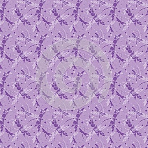 Vector Seamless Pattern with Dragonfly