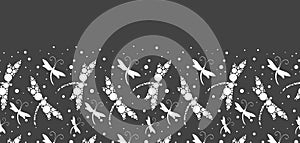 Vector Seamless Pattern Border with Dragonfly