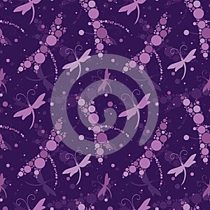 Vector Seamless Pattern Border with Dragonfly