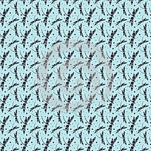 Vector Seamless Pattern with Dragonfly