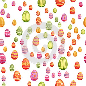 Vector seamless pattern with easter eggs. Happy Easter ornaments and decorative elements. For greeting cards