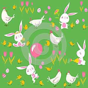 Vector seamless pattern for easter and spring