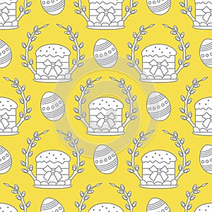 Vector seamless pattern Easter symbols Festive Egg