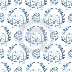 Vector seamless pattern Easter symbols Festive Egg