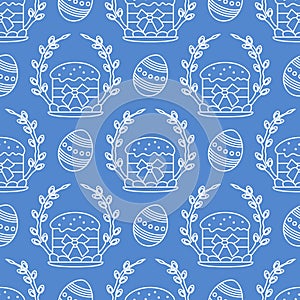Vector seamless pattern Easter symbols Festive Egg