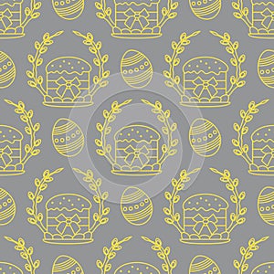 Vector seamless pattern Easter symbols Festive Egg