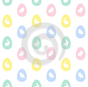 Vector seamless pattern of egg rabbit and chick