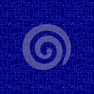 Vector seamless pattern - electronic blue circuit