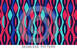 Vector seamless pattern. Endless texture in blue turquoise pink colors. Bright abstract background. Spring and summer