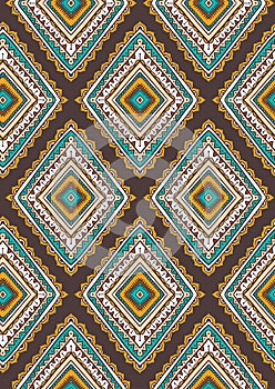 Vector seamless pattern with ethnic tribal ornamental rhombuses.