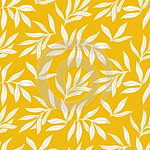 Vector seamless pattern with fall leaves. Elegant modern autumn background.