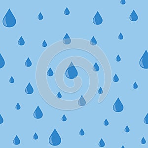 Vector seamless pattern of falling water drops