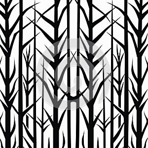 Modern Tree Pattern In Black And White - Gothic Forestpunk Design photo