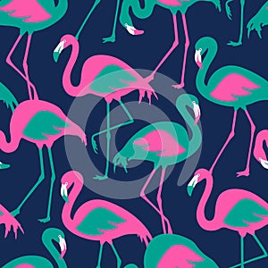 Vector seamless pattern with flamingos