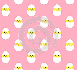 Vector seamless pattern of flat chick in egg