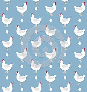 Vector seamless pattern of flat chicken and egg