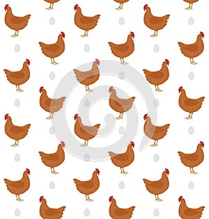 Vector seamless pattern of flat chicken and egg