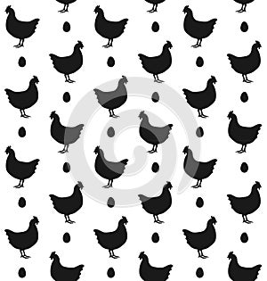 Vector seamless pattern of flat chicken and egg