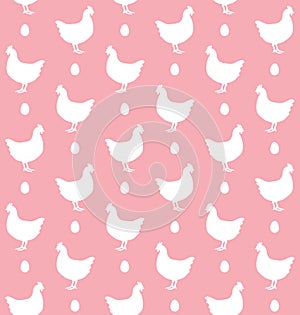 Vector seamless pattern of flat chicken and egg