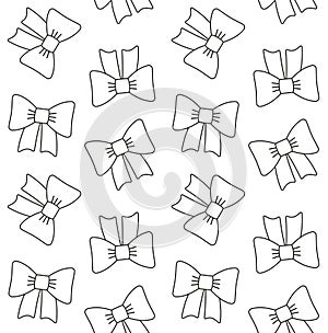 Vector seamless pattern of flat outline bowtie