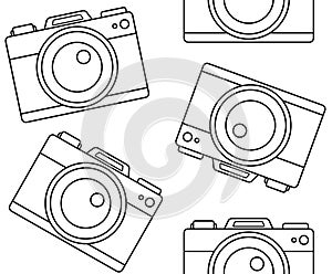 Vector seamless pattern of flat photo camera