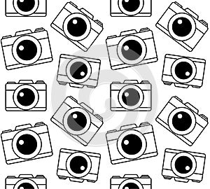 Vector seamless pattern of flat photo camera