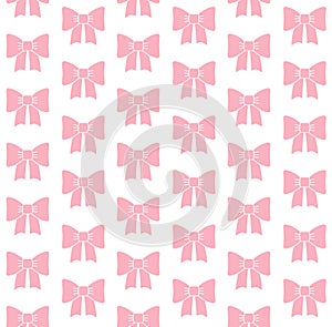 Vector seamless pattern of flat pink bow tie