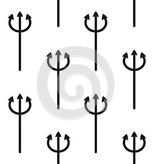 Vector seamless pattern of flat trident devil fork