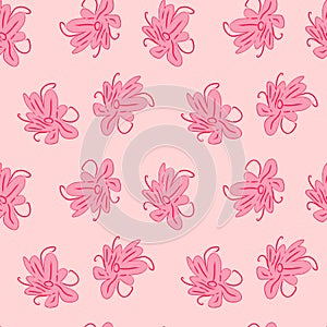 Vector seamless pattern flowers pink. Background illustration, decorative design for fabric or paper. Ornament modern