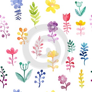 Vector seamless pattern with flowers and plants. Floral decor. Original floral background. Textile Pattern