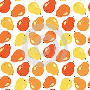 Vector seamless pattern with fresh pears.Summer fruits background