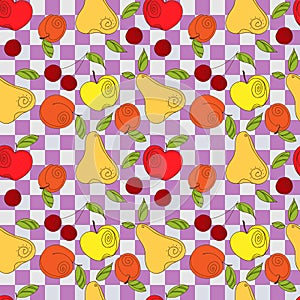 Vector seamless pattern - fresh summer fruits