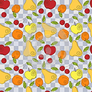 Vector seamless pattern - fresh summer fruits