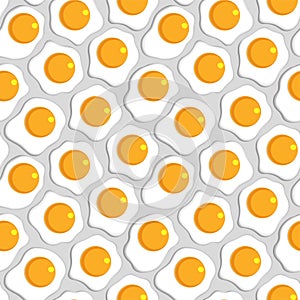 Vector seamless pattern of fried eggs with yellow yolks and whites of an abstract shape