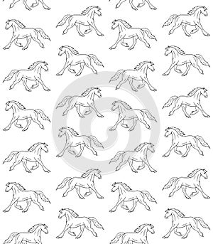 Vector seamless pattern of friesian horse