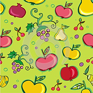 Vector seamless pattern of fruit