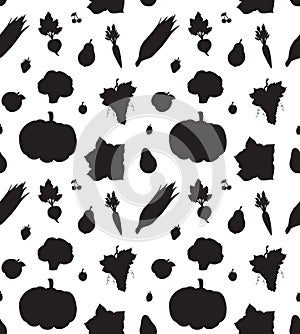Vector seamless pattern of fruit and vegetable