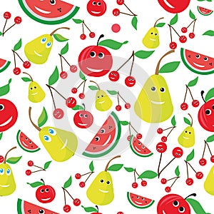 Vector seamless pattern of fruits in cool graphic style. photo