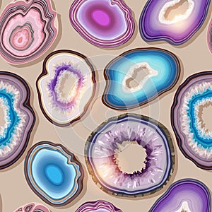 Vector seamless pattern with geode and agate cuts